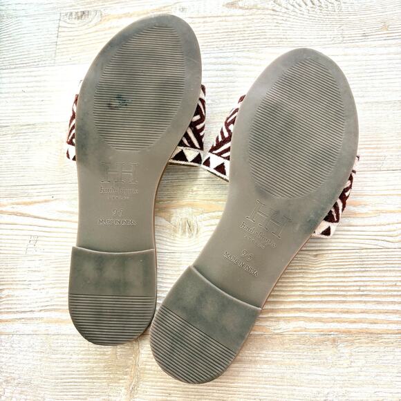 Haute Hippie Aztec‎ Embroidered Slide Sandals | Dark Brick Red Size 9.5 - Picture 5 of 5